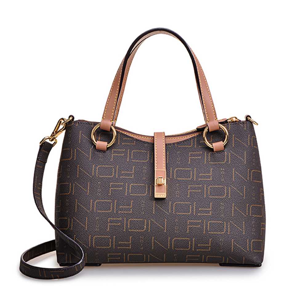 FION MONOGRAM TOTE BAG (Brown / Camel)- FAAFIRH003BRNCML--Wing On 
